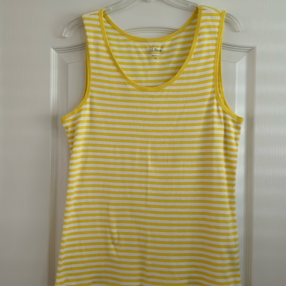 LL Bean Lemon Yellow and White Stripe TankTop NWOT